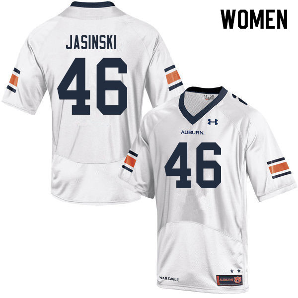 Women's Auburn Tigers #46 Jacob Jasinski White 2019 College Stitched Football Jersey